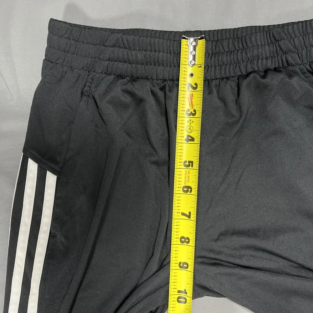 Adidas Boys Track Pants Youth Size M 10/12 Black White 3 Stripe Athletic Pants